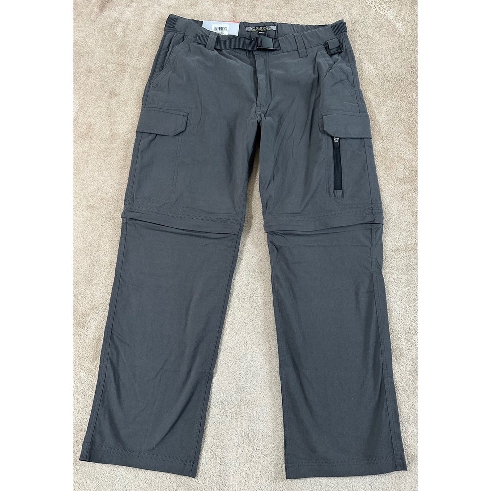 BC Clothing Convertible Cargo Pants Mens Mx30 Charcoal Gray Stretch Hiking NEW